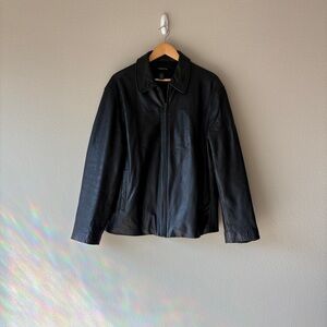 claiborne noir zip up leather jacket